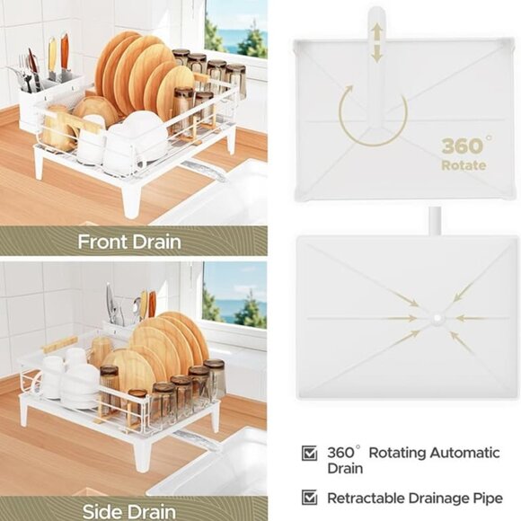 New Dish Drying Rack for Kitchen Counter Decor with Drainboard Auto-Drain - Picture 6 of 8